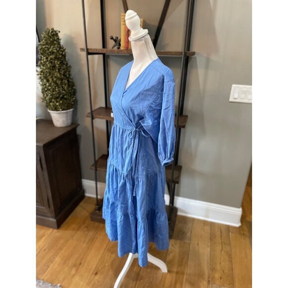 Sweet Baby Jamie Tiered Wrap Midi Dress Blue Womens Size Small - Picture 7 of 13